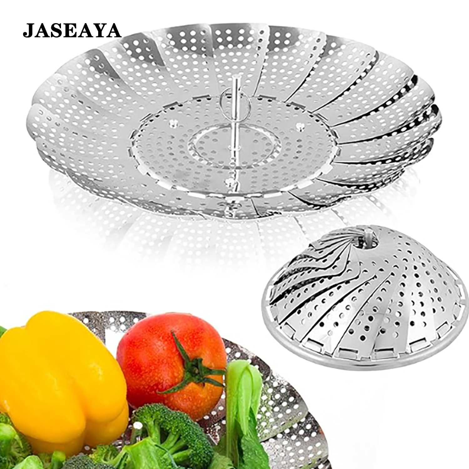 JASEAYA Vegetable Steamer Basket, Premium Stainless Steel Veggie Steamer Basket - Folding Expandable Steamers to Fits Various Size Pot Small by SAYFINE (5.5" to 9.2")