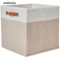 JASEAYA Baskets for Household Purposes, Foldable Linen Fabric Storage Basket, Collapsible Storage Bin Box with Handles