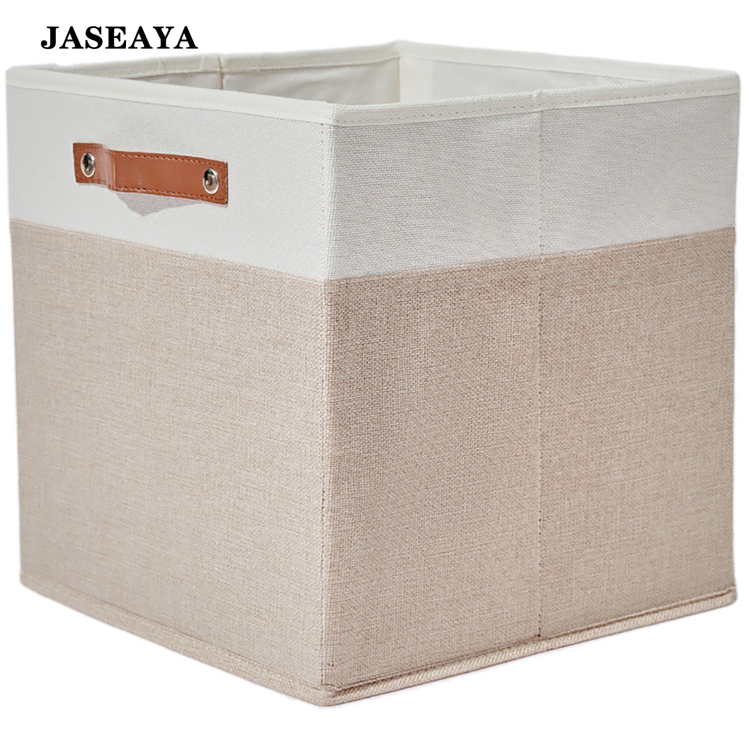 JASEAYA Baskets for Household Purposes, Foldable Linen Fabric Storage Basket, Collapsible Storage Bin Box with Handles