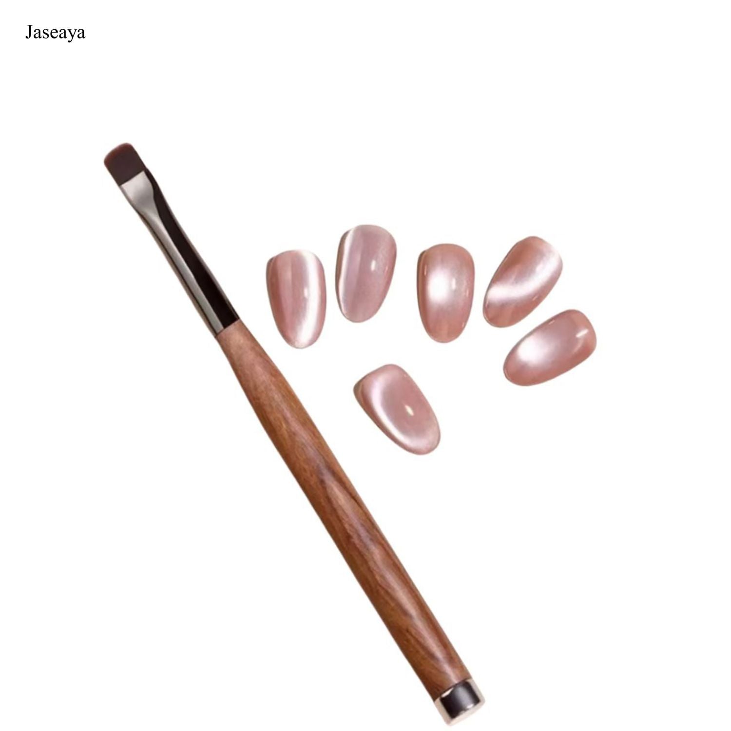 JASEAYA Nail Brush for French Tips and Clean Up | Gel Polish Brush with Wooden Handle & Storage Pouch