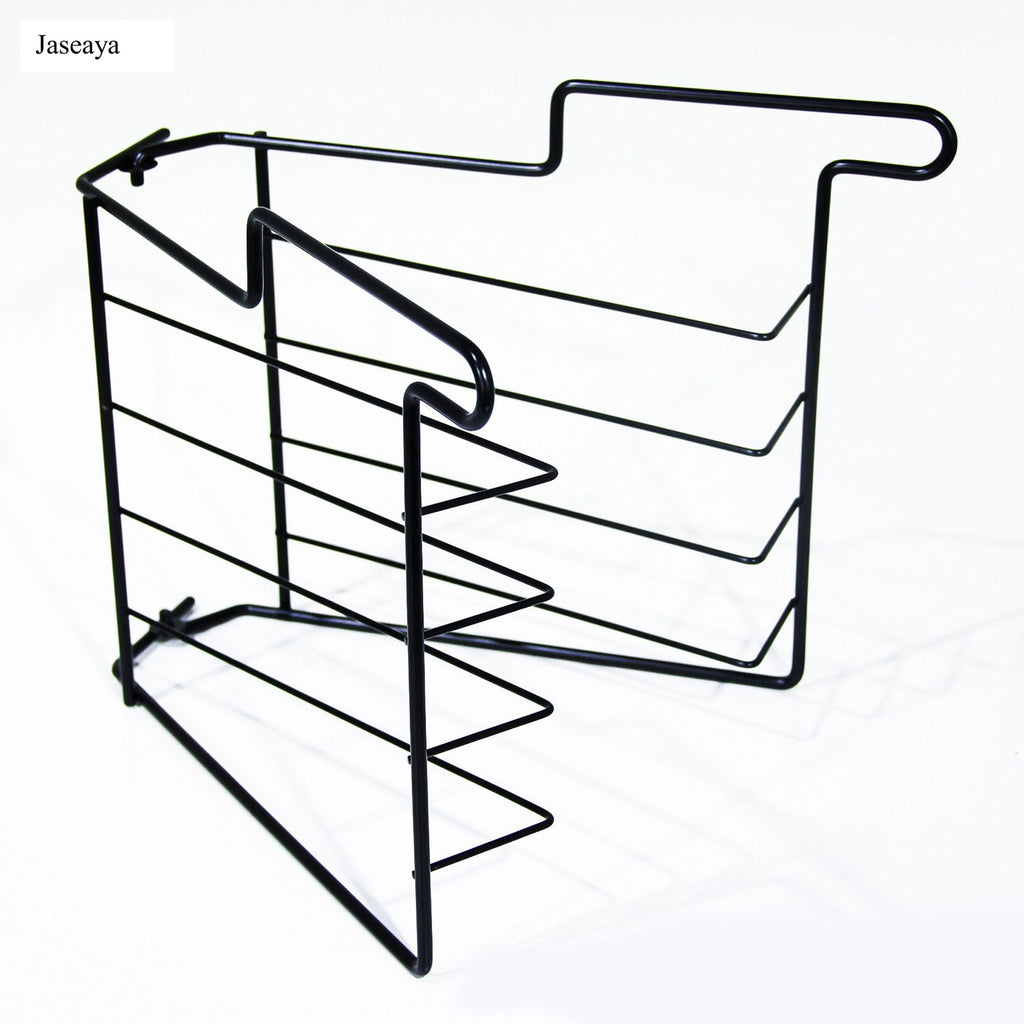JASEAYA 3-Tier Pizza Stand for Party, Black Metal Pizza Rack with Tiered Tray Stand & 3 Pizzas Pan & 3 Wood Handle Serving Spatulas, Space-Saving Display Pizza Rack for Buffet, Catering, Party (10.2” H)
