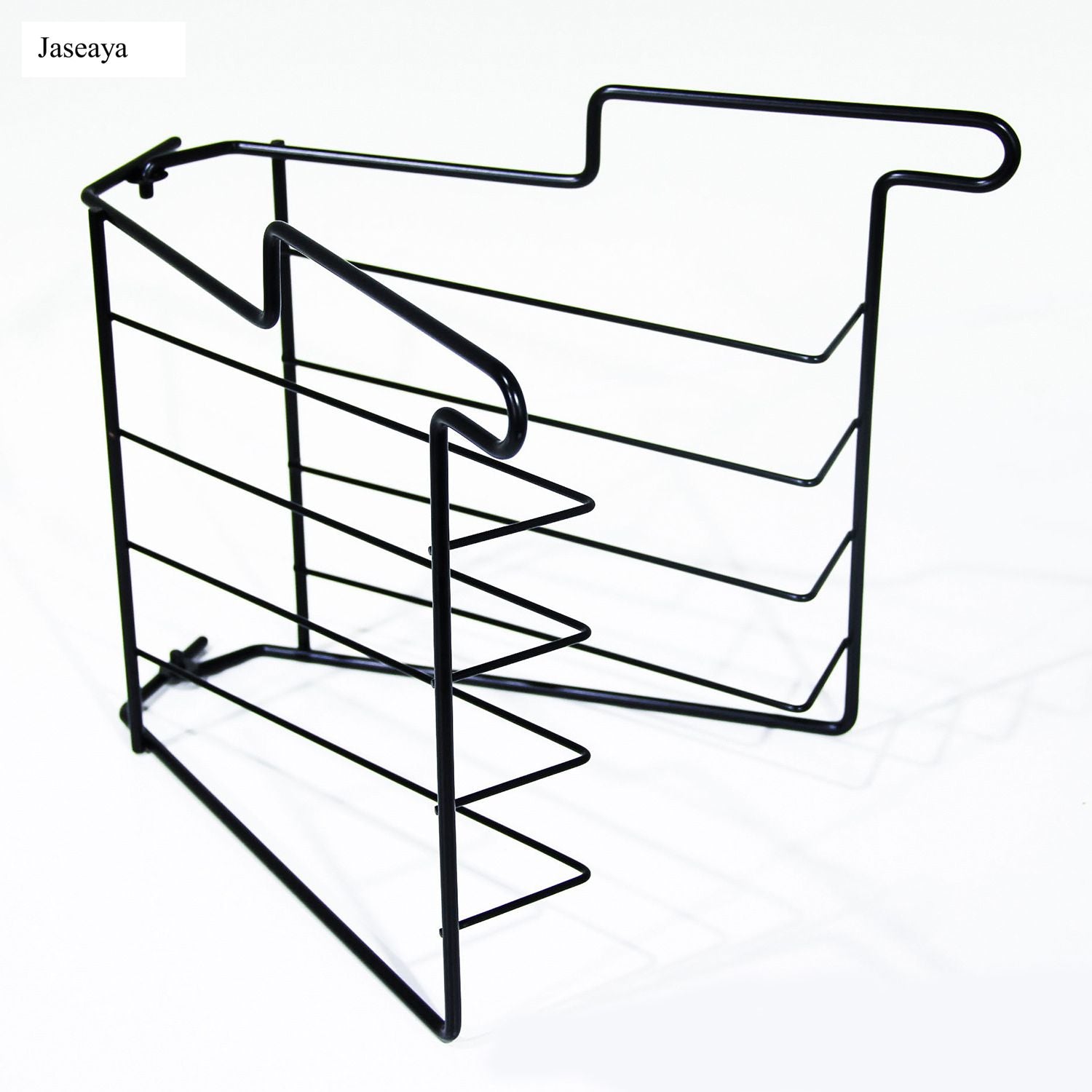 JASEAYA 3-Tier Pizza Stand for Party, Black Metal Pizza Rack with Tiered Tray Stand & 3 Pizzas Pan & 3 Wood Handle Serving Spatulas, Space-Saving Display Pizza Rack for Buffet, Catering, Party (10.2” H)