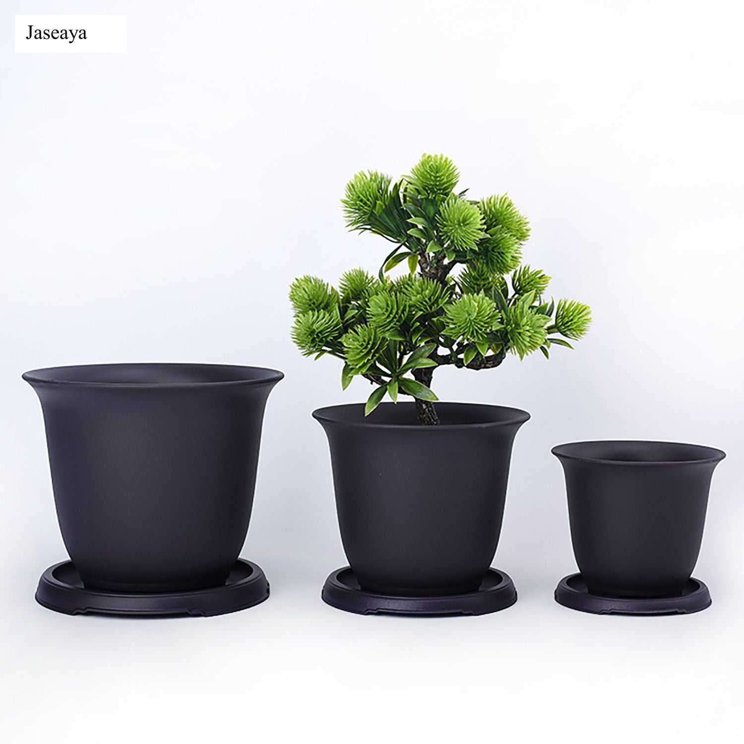 JASEAYA 5 Pack 10 Inch Plant Pots for Indoor Outdoor,Plastic Floor Planters with Drainage Holes,Lightweight Flower Pots for Home,Patio & Garden(Grey)