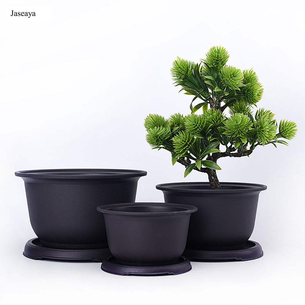 JASEAYA 5 Pack 10 Inch Plant Pots for Indoor Outdoor,Plastic Floor Planters with Drainage Holes,Lightweight Flower Pots for Home,Patio & Garden(Grey)