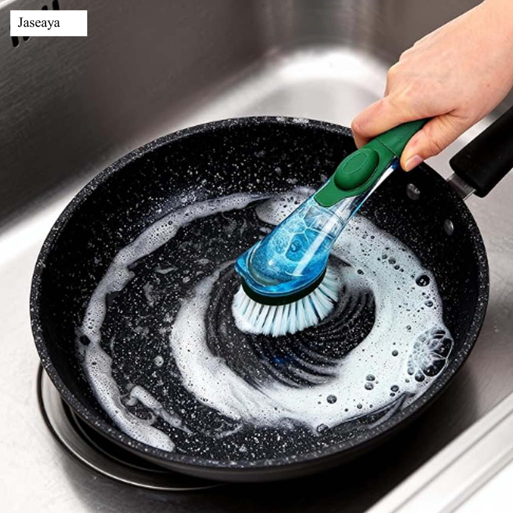 JASEAYA Kitchen Cleaning Tool Set - 3-Pack Dish Scrub Brush Kit with 10PCS Non-Scratch Scrub Sponges, Bottle Brush & Pot Scrubber, Safe for Cookware, Bathroom & Nonstick Surfaces