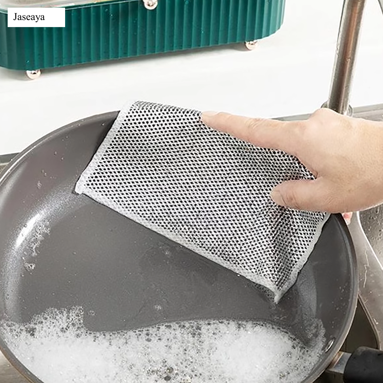 JASEAYA Double-Layer Steel Wire Cleaning Cloth - Non-Scratch Wire Dishcloth Rag Heavy Duty Scrub Pads Multi-Purpose Silver Mesh Scouring Pads for Dishes, Pots, Pans (10 pcs)