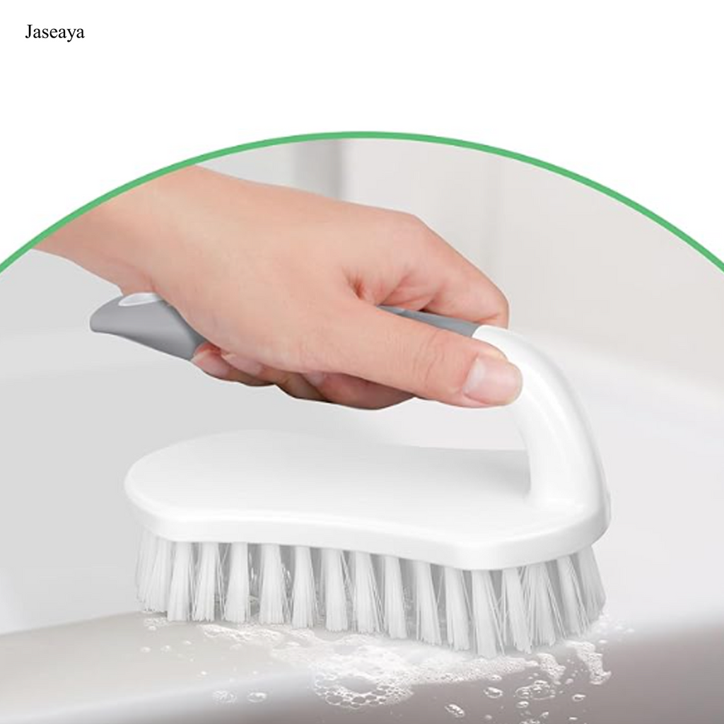JASEAYA Scrub Brush, Heavy-Duty Scrub Brushes for Cleaning with Stiff Bristles Cleaning Brush for Shower, Bathroom, Carpet, Kitchen and Bathtub Scrubber - 2 Pack
