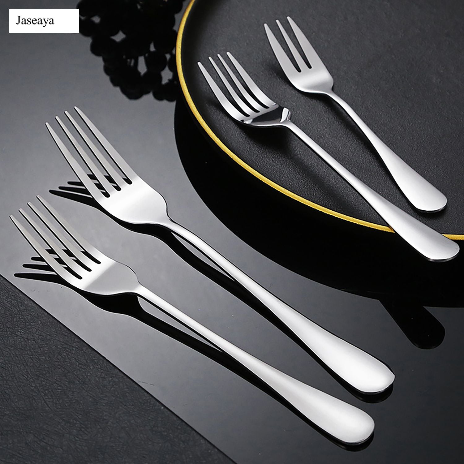 JASEAYA E-far Large Serving Forks Set of 4, 9.9 Inch Stainless Steel Serving Utensils Set, Big Buffet Forks for Party Catering Wedding Kitchen Restaurant, Dishwasher Safe