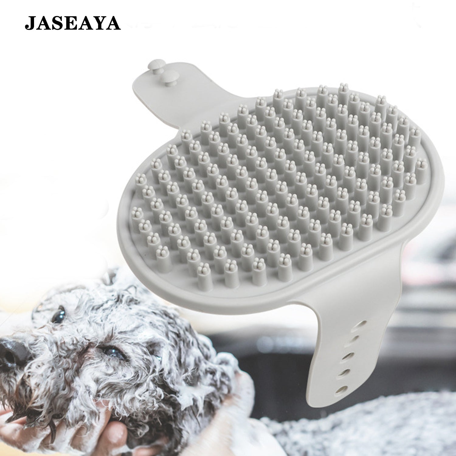 JASEAYA Pet Bath Brush, Soft Silicone Dog and Cat Massage Brush, Pet Grooming Brush for Bathing, Shampoo Cleaning and Shedding