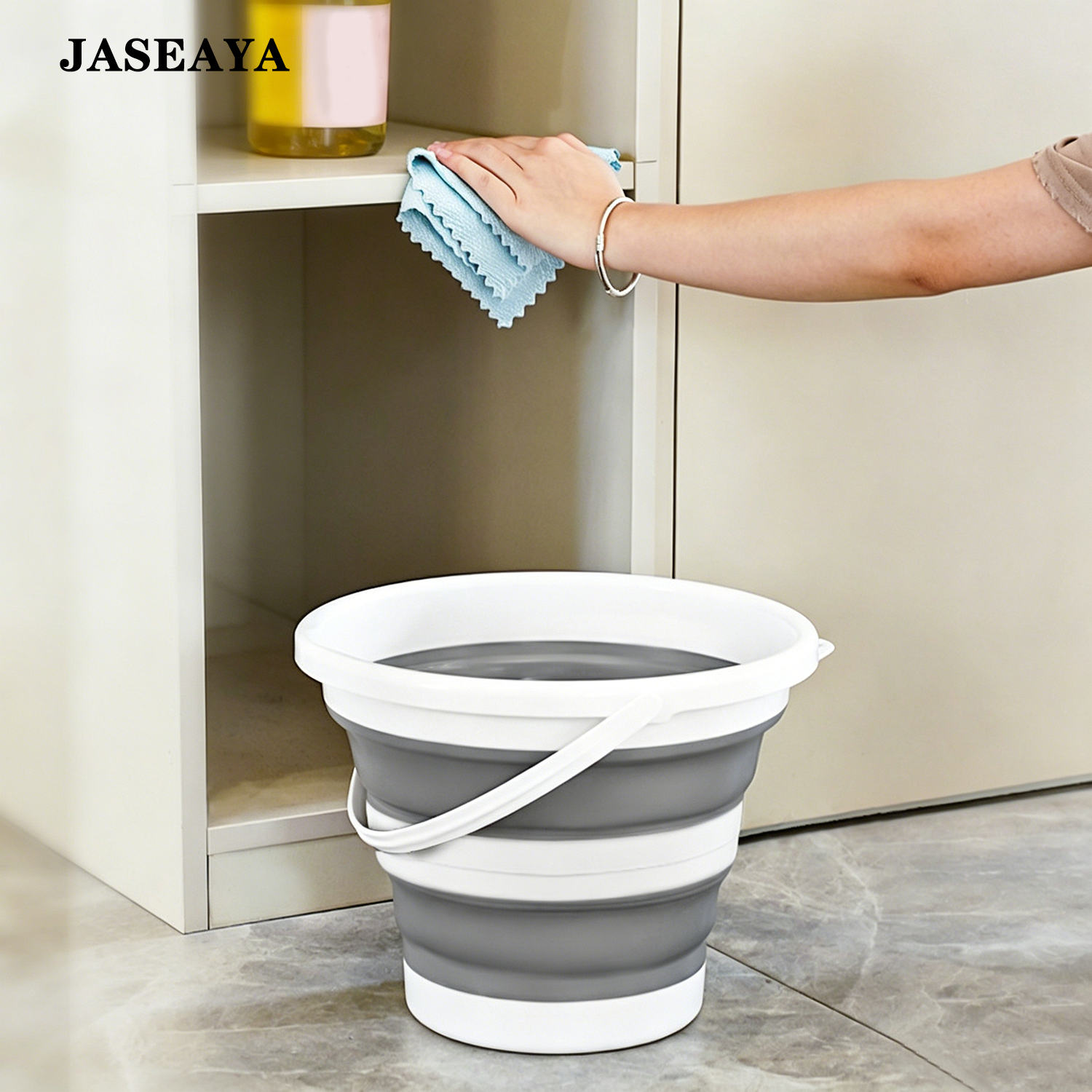 JASEAYA Collapsible Bucket, Large Capacity Foldable Water Bucket with Handle, Portable Camping Bucket for Outdoor Travel, Picnic, Fishing and Home Use