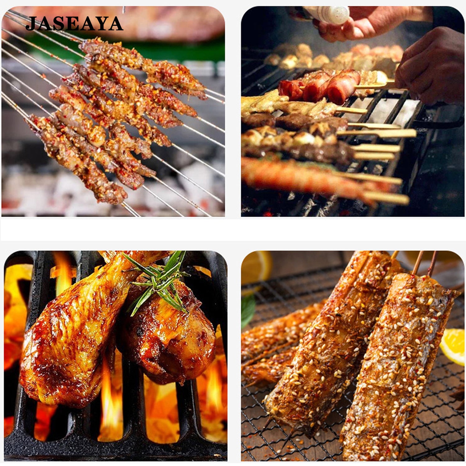 JASEAYA BBQ Grill Brush with Scraper, Stainless Steel Wire Grill Cleaning Brush,  Barbecue Grate Cleaner for Outdoor Grills and BBQ Racks