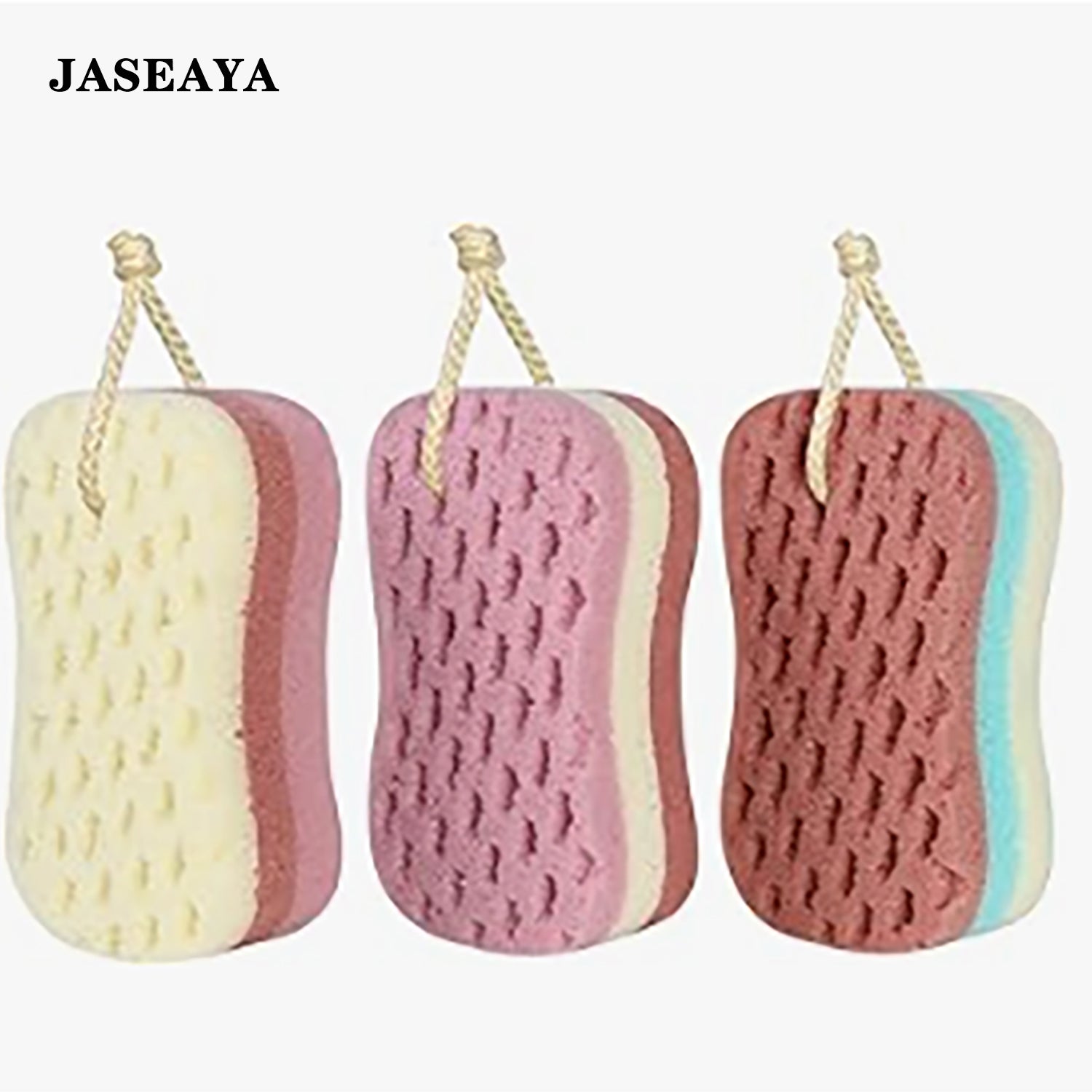 JASEAYA 3 Pcs Big Bath Sponge for Women, Men, Sponge Loofah Body Scrubber Shower Sponge for Body Wash Bathroom, 3 Colors & Large Size Bathing Sponge Bathing Accessories(Large Size)