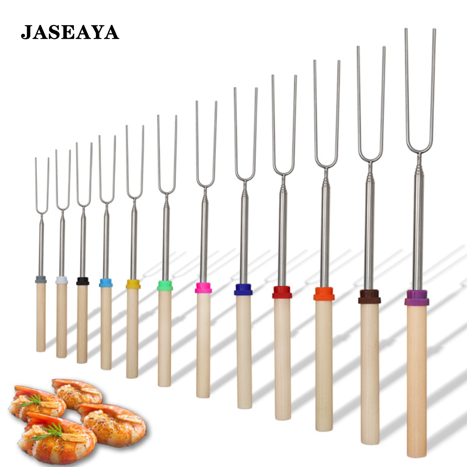 JASEAYA Stainless steel telescopic barbecue fork and hot dog fork