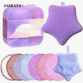 JASEAYA Gentle Facial Sponge -10 Pcs Set Face Clean Sponges Reusable Makeup Removal Pads Clean Deep Down Dirt & Makeup Using Only Water, Gentle Exfoliator Cleansing Puff,with Silicone Travel Bag