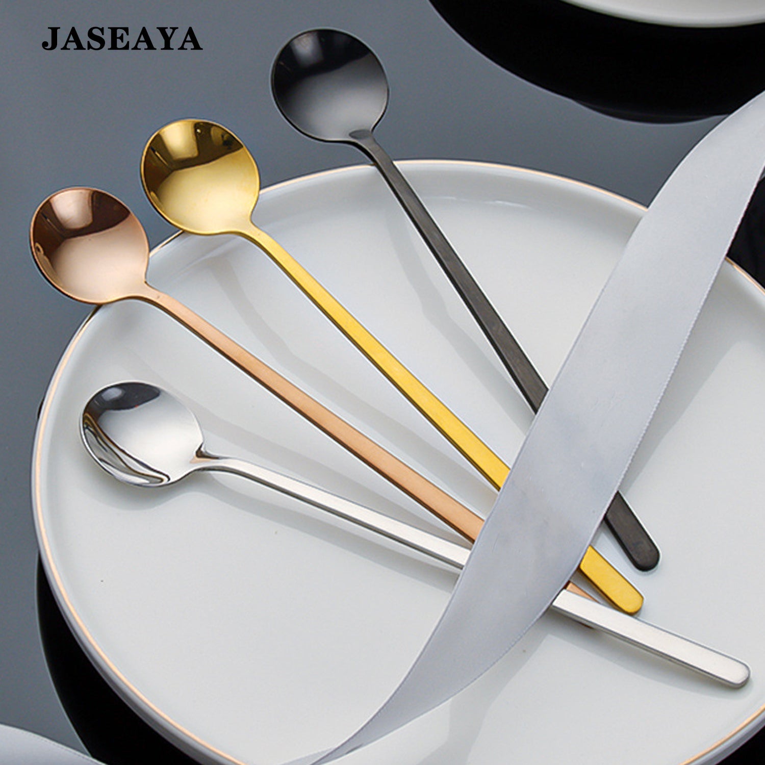 JASEAYA Coffee spoon, stainless steel spoon, long-handled spoon