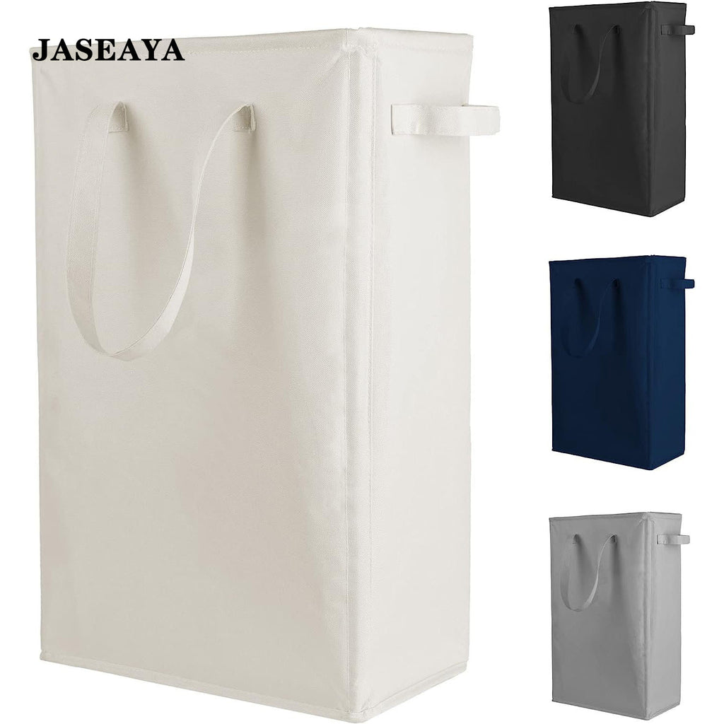 JASEAYA Slim Laundry Basket, Narrow Laundry Hamper with Handles, Collapsible Dirty Clothes Hamper, Tall Laundry Bin for Laundry Room, Dorm and Bedroom, 12.7 Gallons(48L)