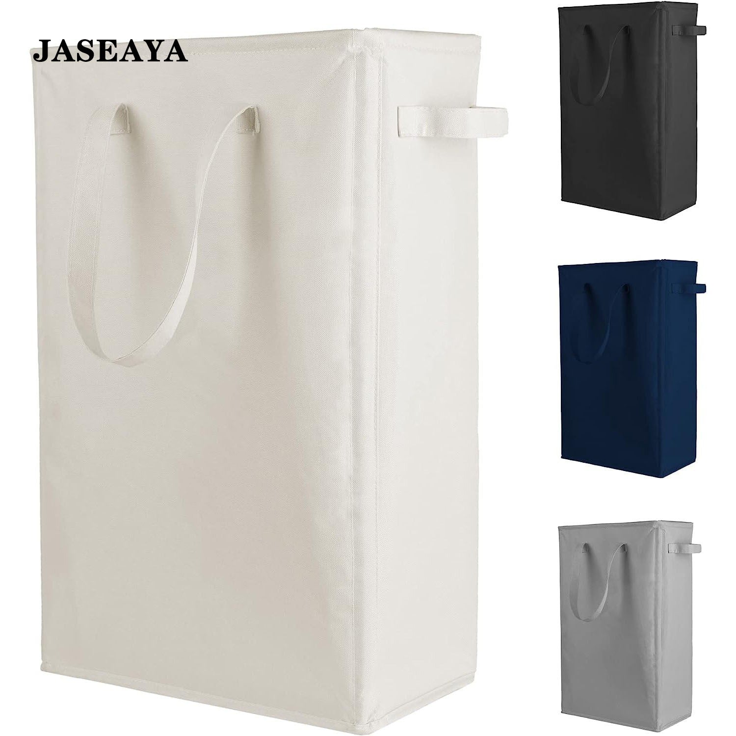 JASEAYA Slim Laundry Basket, Narrow Laundry Hamper with Handles, Collapsible Dirty Clothes Hamper, Tall Laundry Bin for Laundry Room, Dorm and Bedroom, 12.7 Gallons(48L)