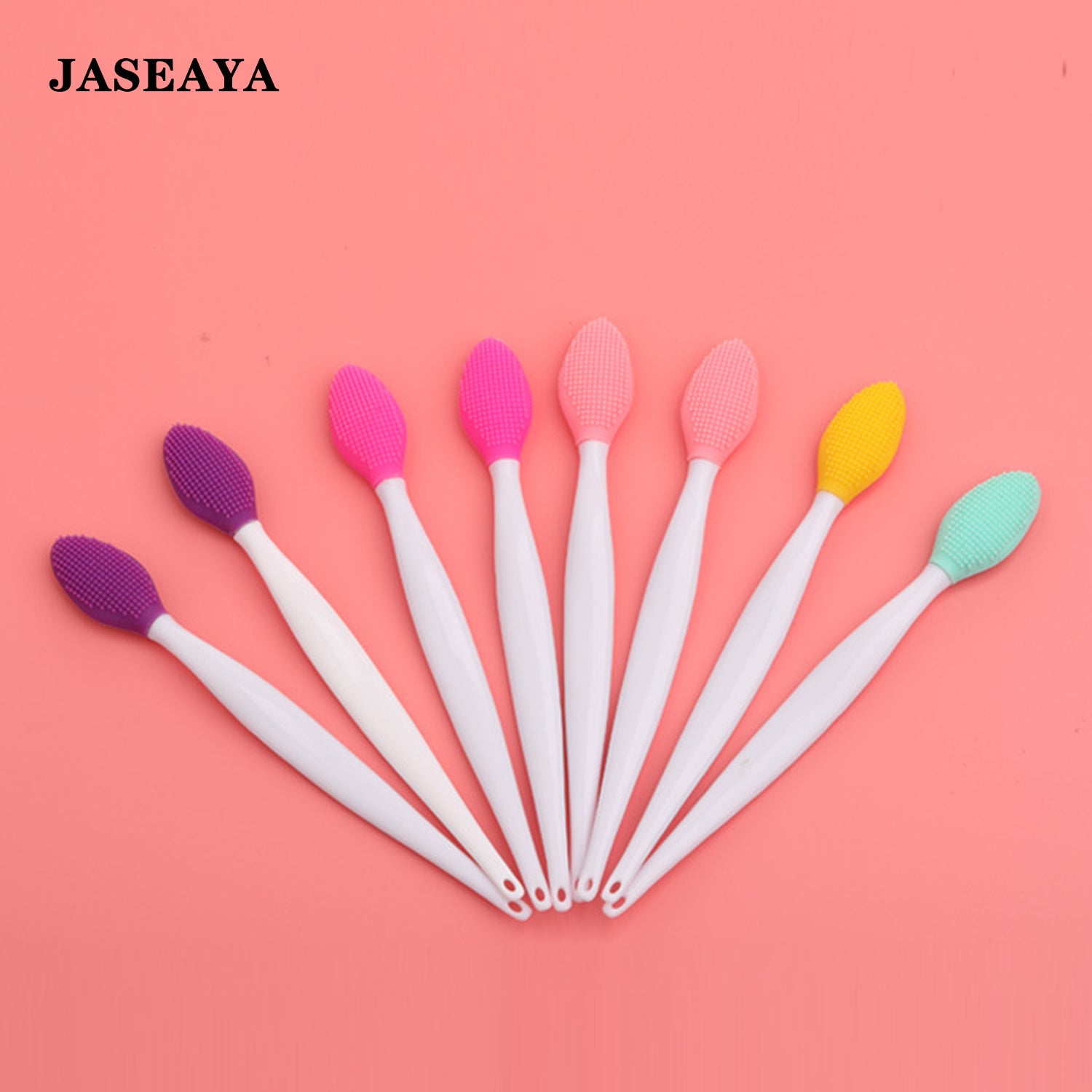 JASEAYA 48 Pack Lip Scrub Brush, Silicone Double Sided Lip Exfoliator Brush for Men Women Lip Lightening for Dark Lips - 6 Colors