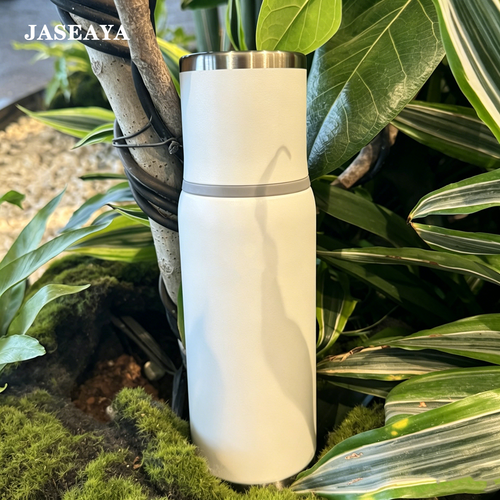 JASEAYA Adventure-To-Go Vacuum Bottle 17 oz | Wide Mouth with Leakproof Cup Lid | Keep Drinks Hot or Cold | Packable for Travel | Insulated Stainless Steel TherThermal Bottle os | BPA-Free | Frost