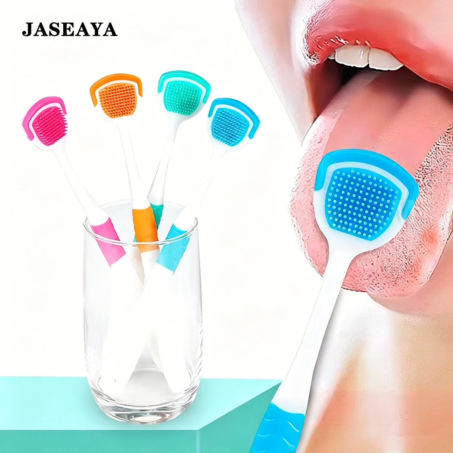 JASEAYA Tongue Brush, Tongue Scraper, Tongue Cleaner, Tongue Scraper Brush, Tongue Cleaner Brush, Tongue Brushes Helps Fight Bad Breath,5 Pack