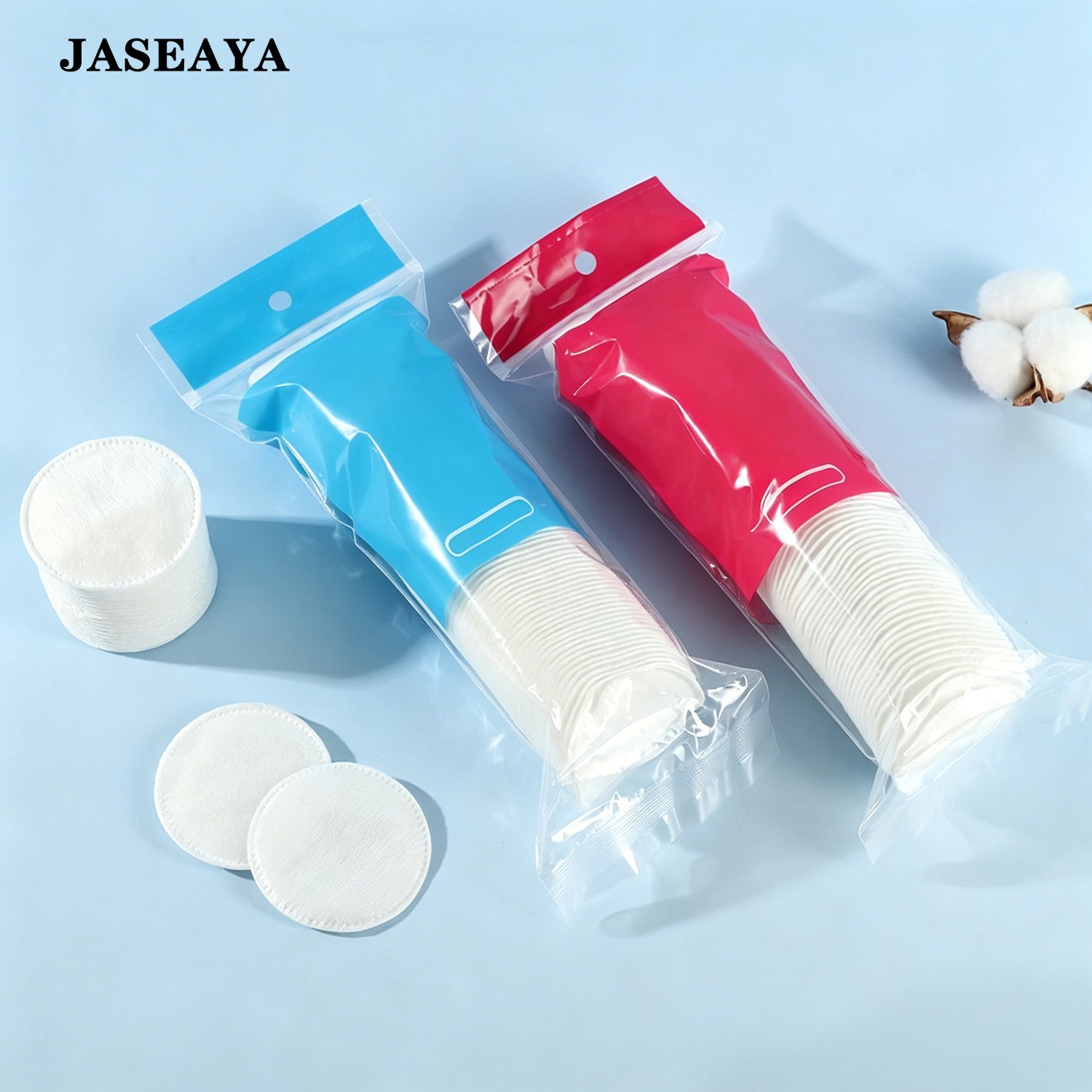 JASEAYA Cotton Rounds 100 Count, 3-Layer Thickened Cleaning Cotton Pads, Round Facial Makeup Remover Pads with Stitched Edge for Toner, Skincare and Nail Polish Removal