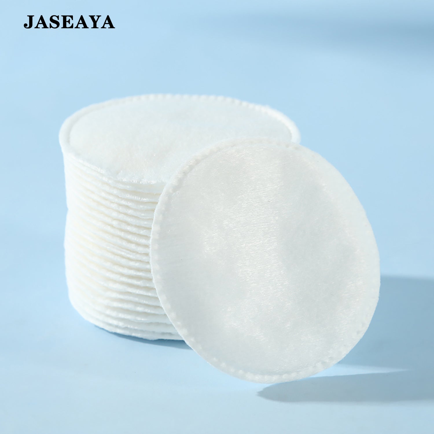 JASEAYA Cotton Rounds 100 Count, 3-Layer Thickened Cleaning Cotton Pads, Round Facial Makeup Remover Pads with Stitched Edge for Toner, Skincare and Nail Polish Removal