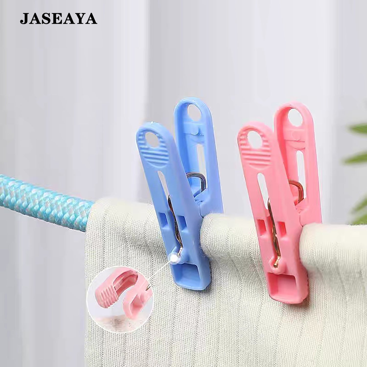 JASEAYA Plastic Clothespins 20 Pack, Multi-Purpose Laundry Clips and Sock Clips for Drying Clothes, Socks, Towels and Home Laundry Use