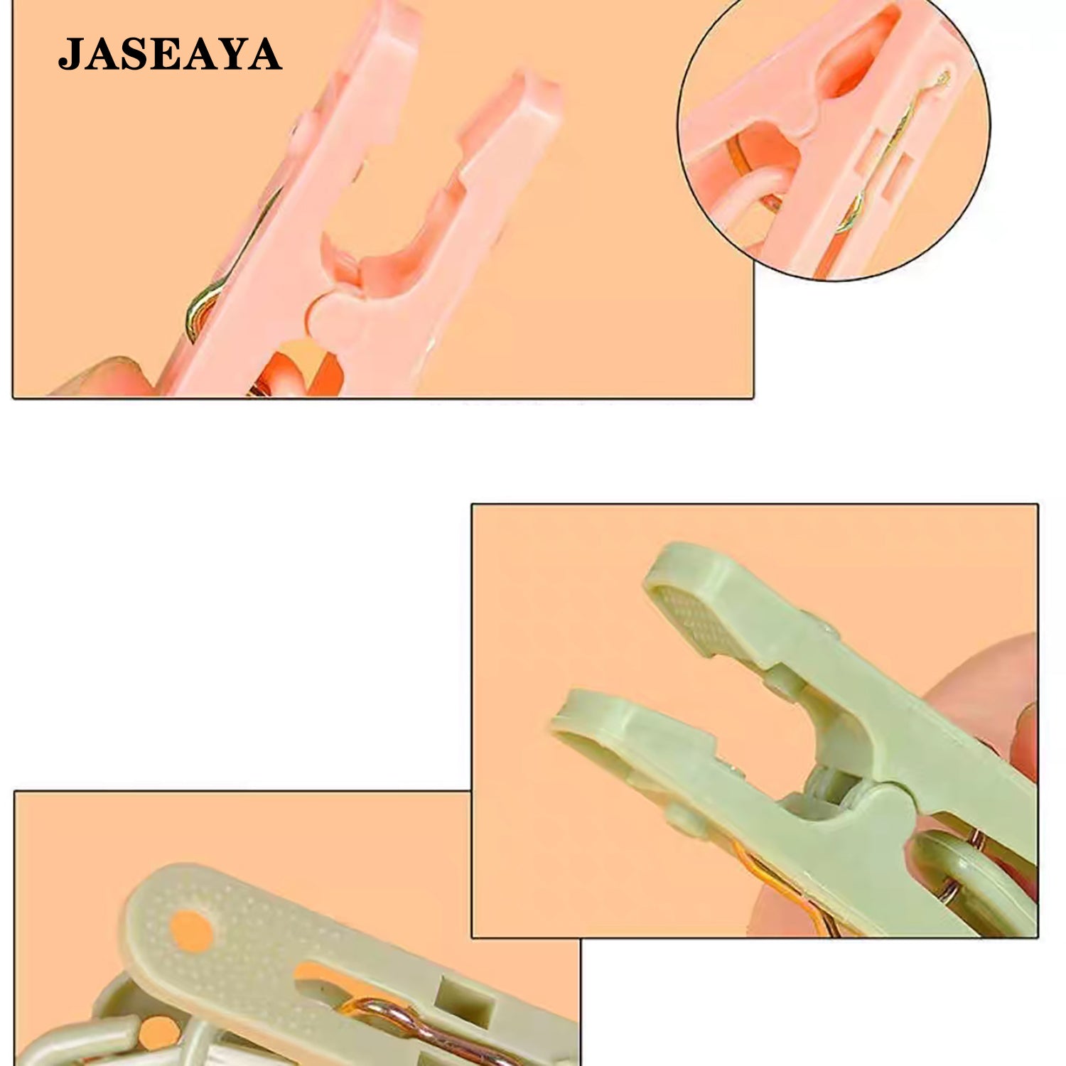 JASEAYA Plastic Clothespins 20 Pack, Multi-Purpose Laundry Clips and Sock Clips for Drying Clothes, Socks, Towels and Home Laundry Use