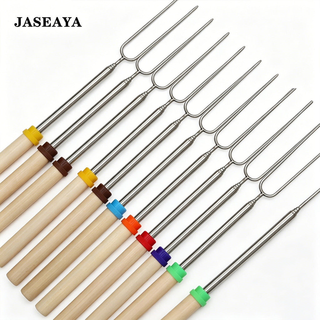 JASEAYA Stainless steel telescopic barbecue fork and hot dog fork