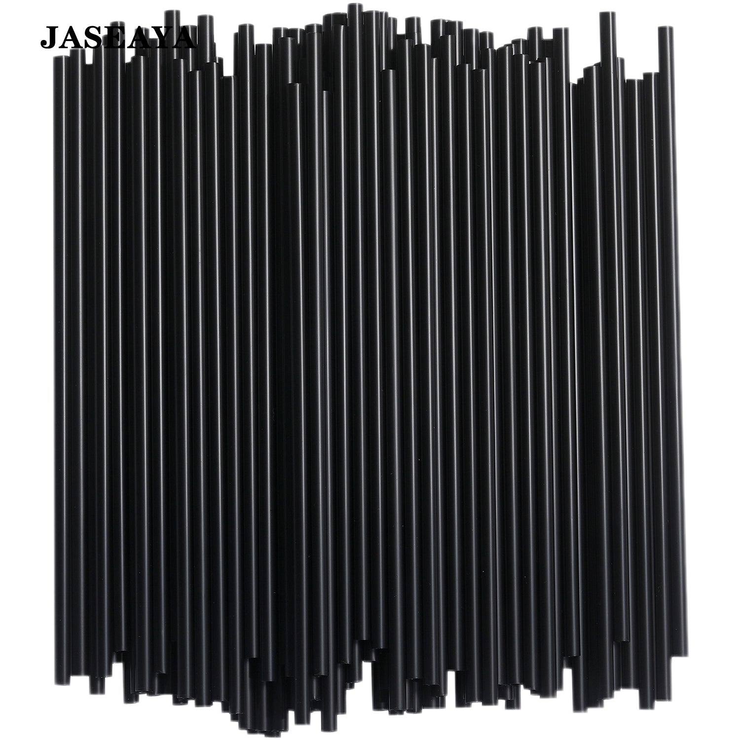JASEAYA Black, unpackaged, flat-mouth disposable plastic straws; bar/coffee stirrer; juice straw (100 Pcs）