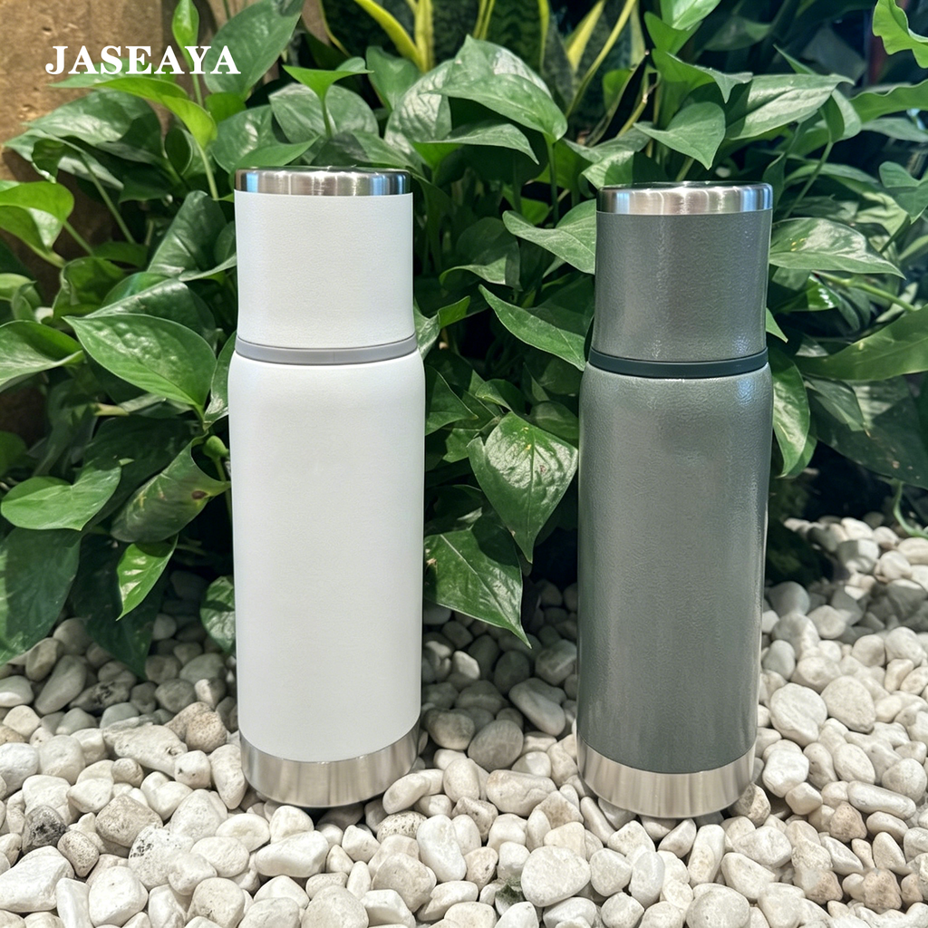 JASEAYA Adventure-To-Go Vacuum Bottle 17 oz | Wide Mouth with Leakproof Cup Lid | Keep Drinks Hot or Cold | Packable for Travel | Insulated Stainless Steel TherThermal Bottle os | BPA-Free | Frost