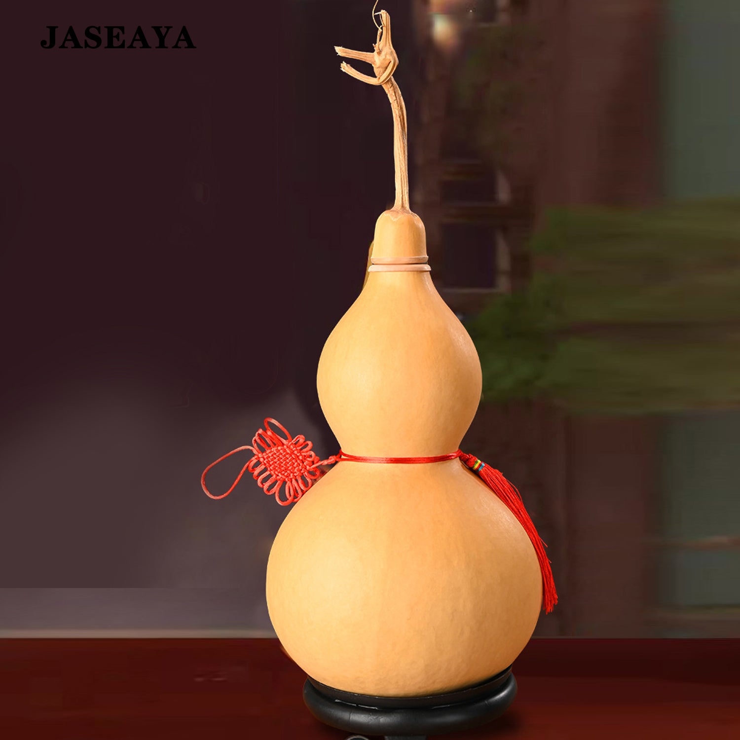 JASEAYA Natural Gourd Ornament, Chinese Knot Lucky Gourd Hanging Pendant