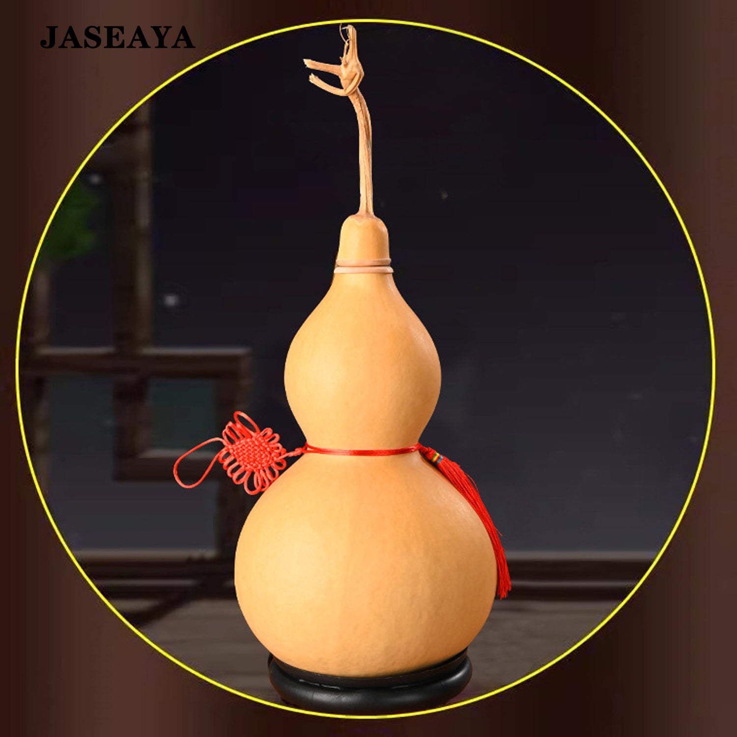 JASEAYA Natural Gourd Ornament, Chinese Knot Lucky Gourd Hanging Pendant