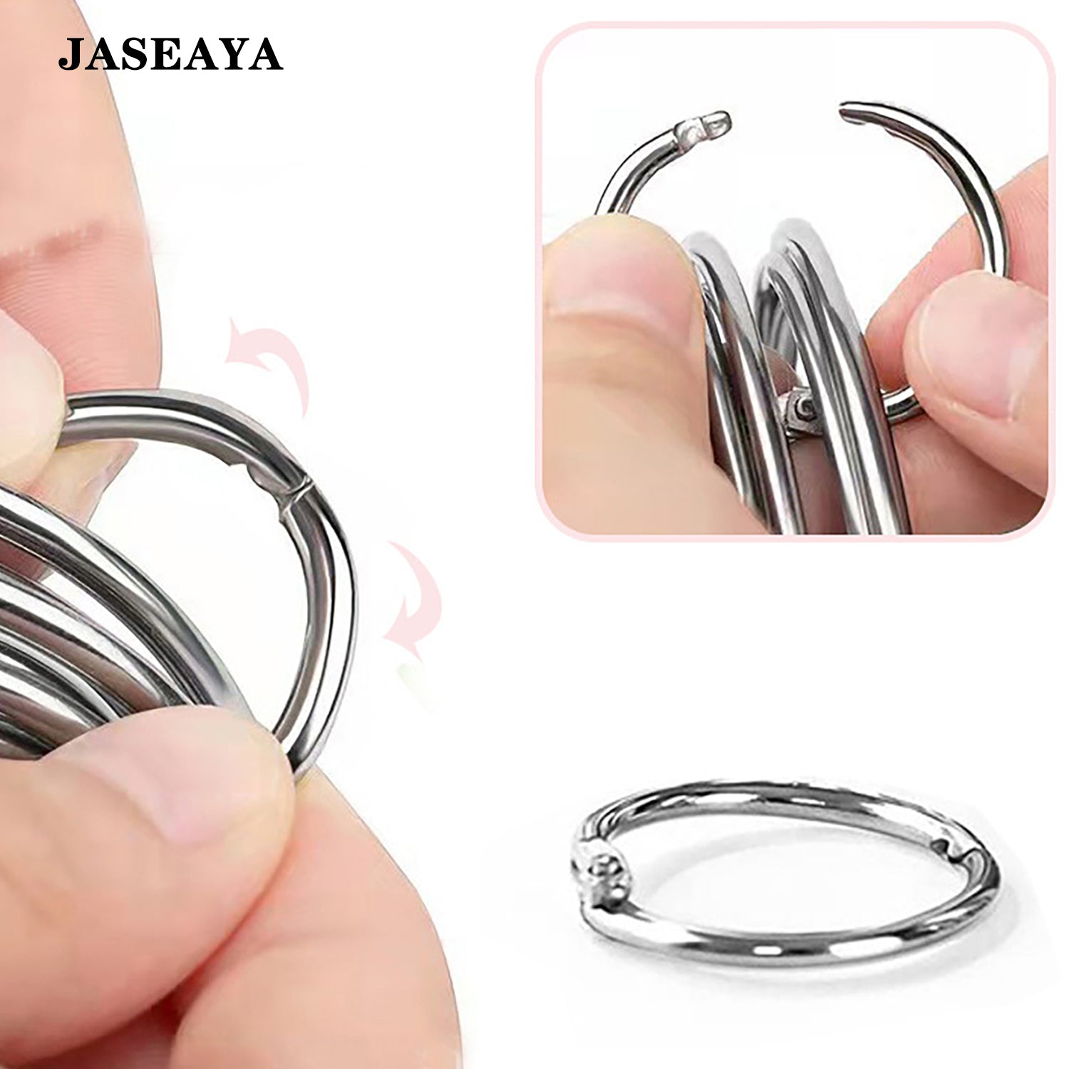 JASEAYA Stainless Steel Cookie Cutters Set of 5, Round Biscuit Cutters with Handles, Mousse Ring Baking Molds for Cookies, Pastry, Dough and Cakes