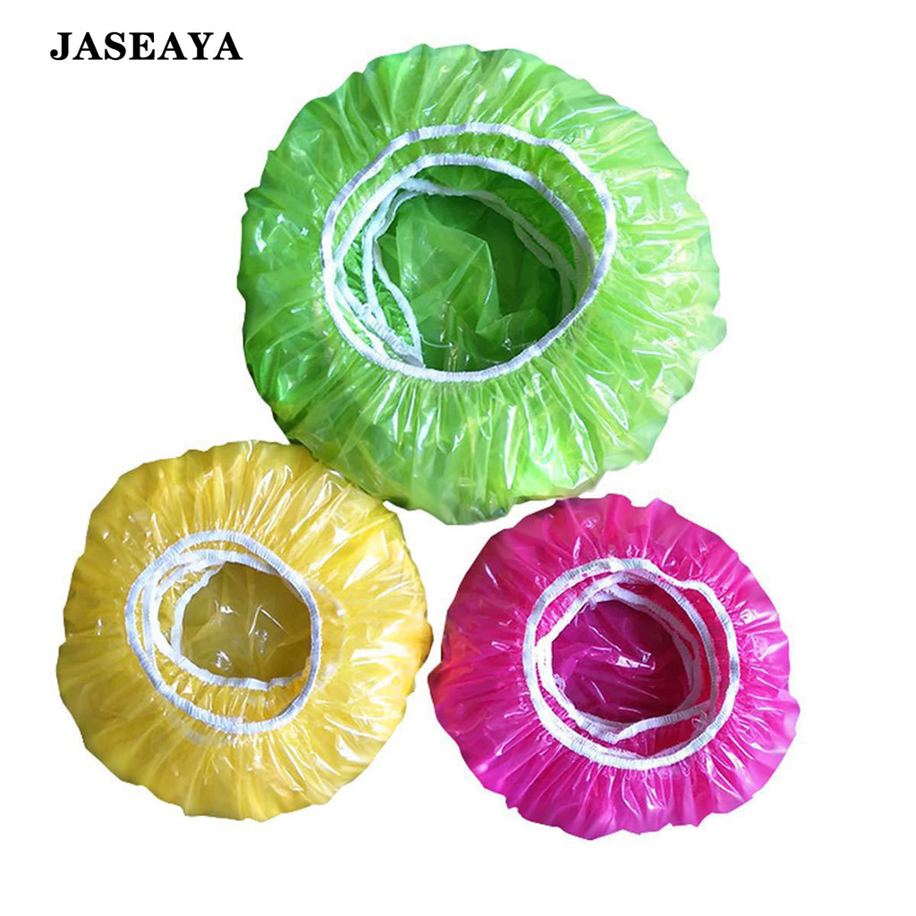 JASEAYA Elastic Food Covers 30 Pack, Reusable PE Plastic Bowl Covers, Stretch Food Storage Covers for Bowls, Plates, Fruits and Leftovers