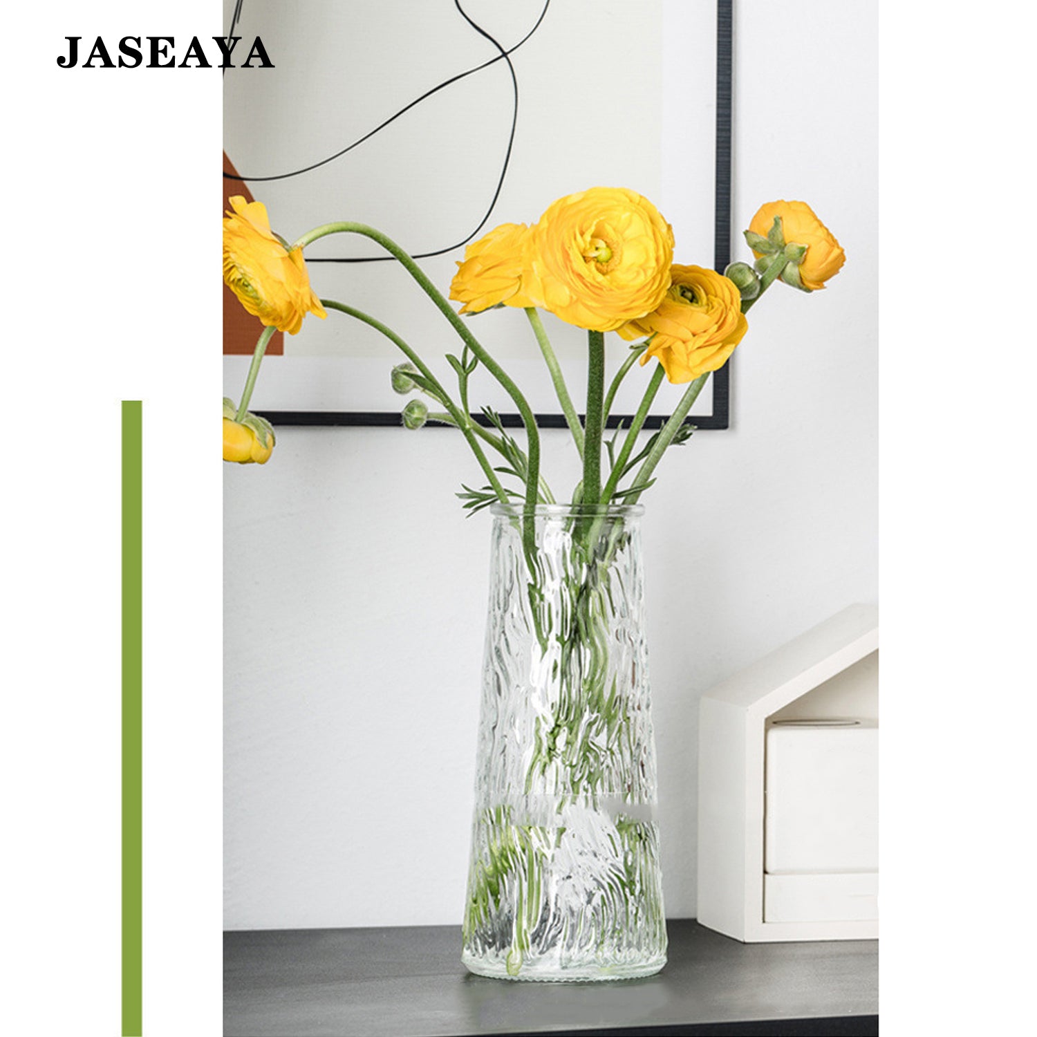 JASEAYA Clear glass vase for home table flower decoration