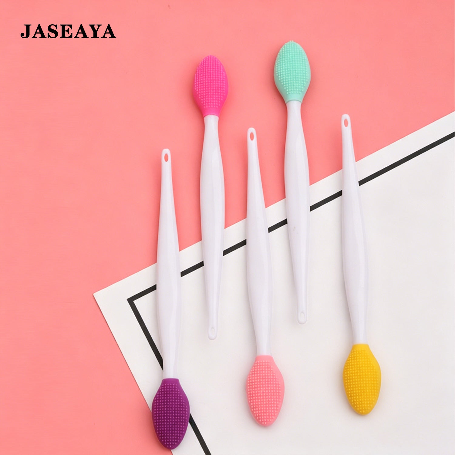 JASEAYA 48 Pack Lip Scrub Brush, Silicone Double Sided Lip Exfoliator Brush for Men Women Lip Lightening for Dark Lips - 6 Colors