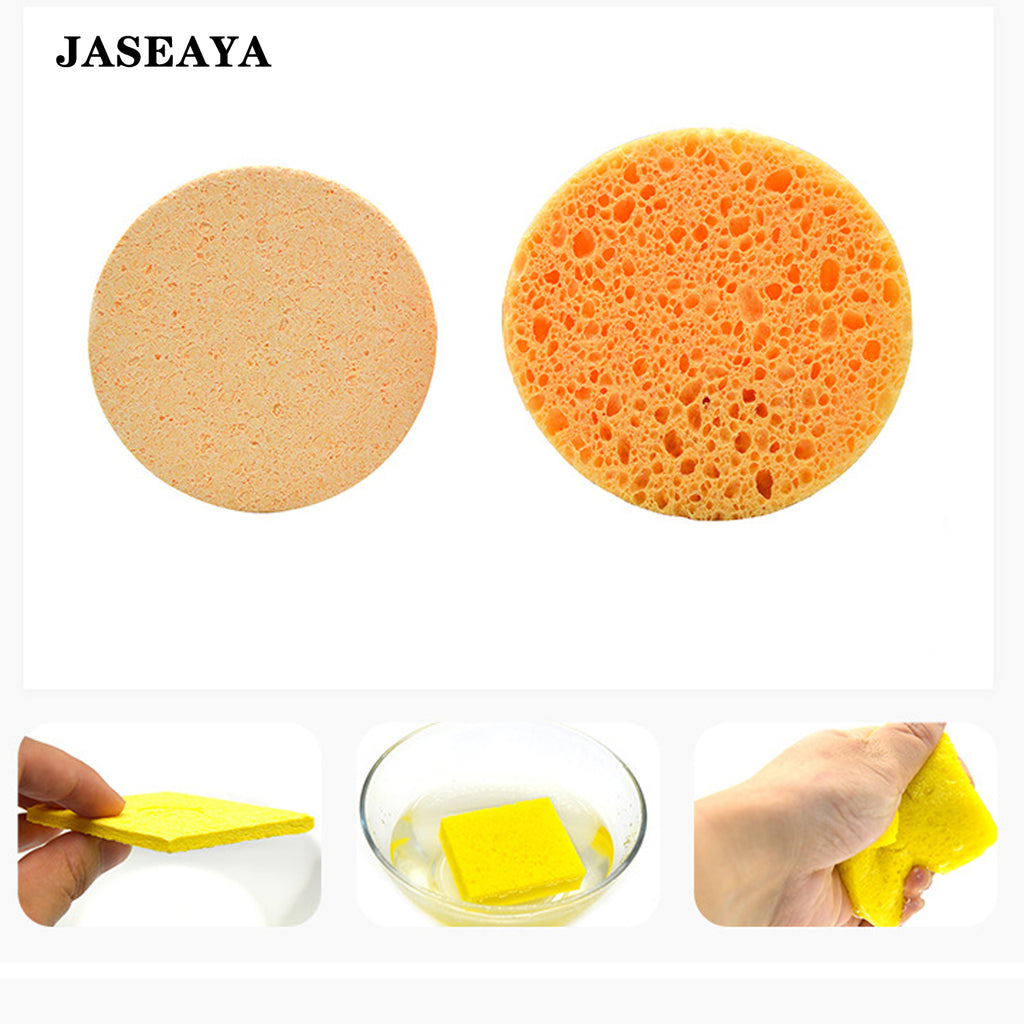 JASEAYA Natural compressed wood pulp cotton facial sponge for deep cleansing cellulose facial sponge
