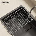 JASEAYA Sink Dish Drying Rack, with anti-slip rubber pads and extendable stainless steel, for use in the kitchen sink.