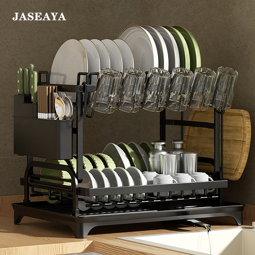 JASEAYA kitchen storage rack, dish rack, multi-functional household dish rack, chopsticks, knife, cutting board, and water cup organizer, available in two colors