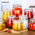 JASEAYA airtight glass jars,food storage containers with a snap-lock sealing ring for easy access. Suitable for storing honey, fruit, yogurt, and grains in the kitchen