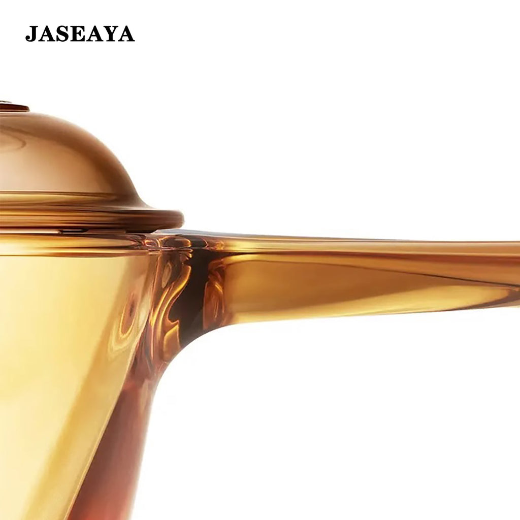 JASEAYA Cookware Glass, amber glass pot with lid, suitable for direct flame cooking of soup.
