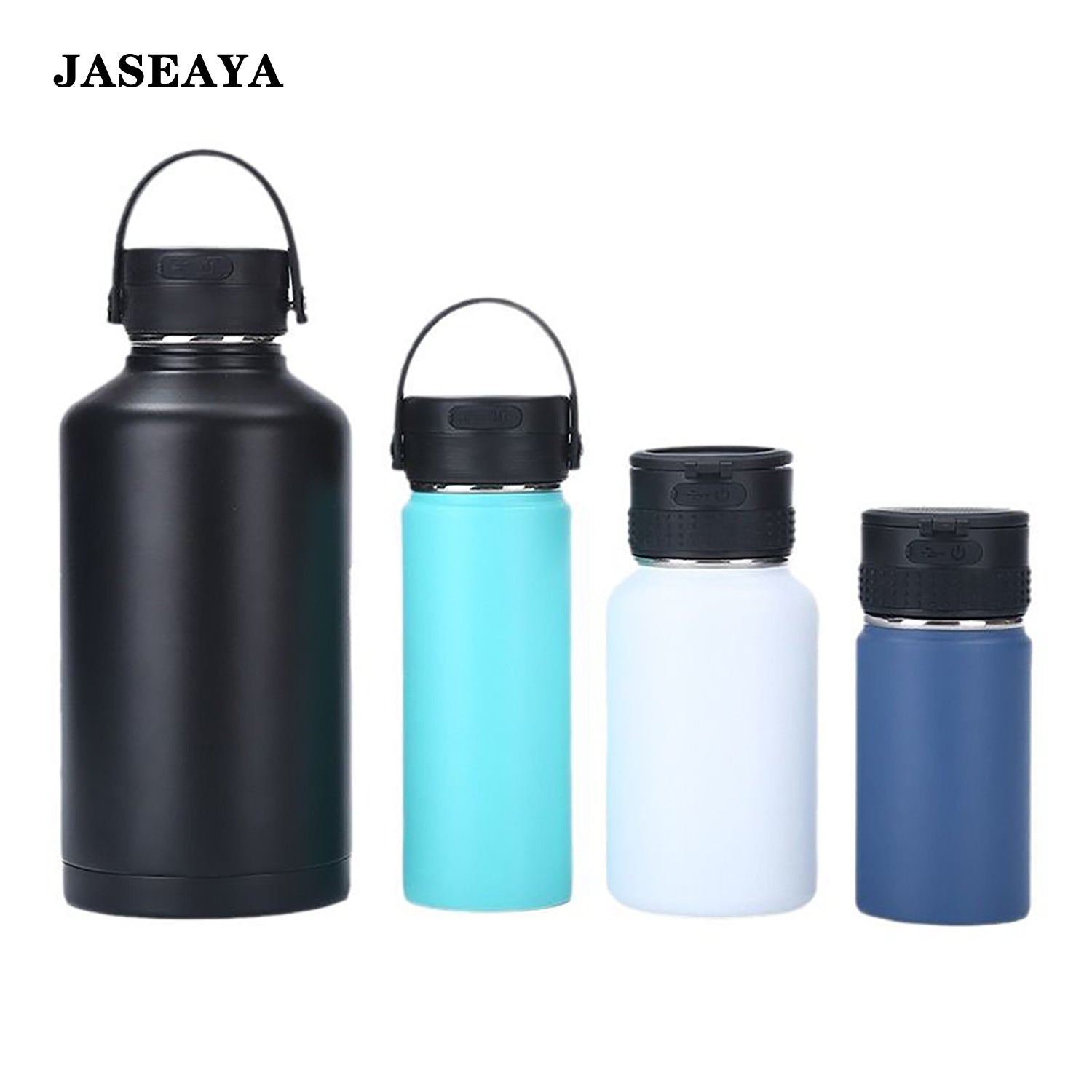 JASEAYA Thermal water bottle, made of stainless steel, with outdoor portable handle and cap, leak-proof, and can be refilled repeatedly