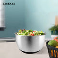 JASEAYA stainless steel mixing bowl, multi-functional cooking bowl with graduations, non-slip silicone bottom, suitable for salad bowls, baking flour bowls, egg mixing bowls, and kitchen use