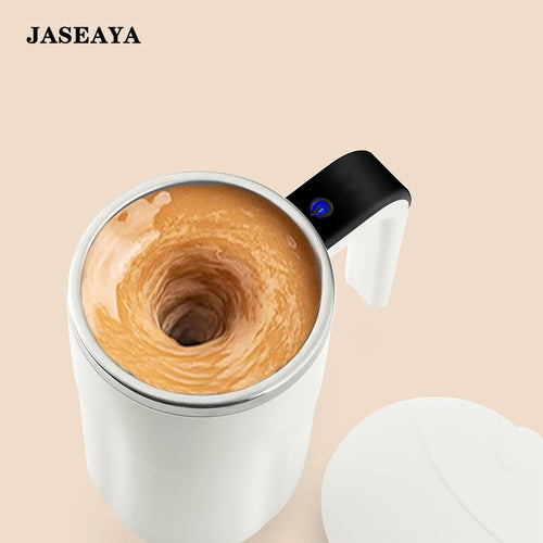 JASEAYA Automatic Stirring Mug, Electric Portable Coffee Mug, Rechargeable, Perfect for Coffee Lovers, 12.8oz White