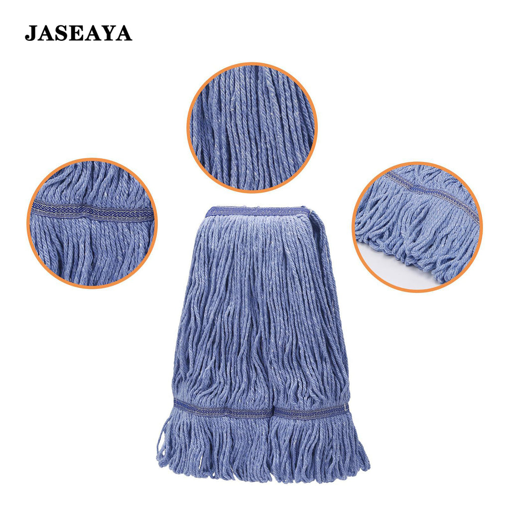 JASEAYA 2-pack of mop head replacements, heavy-duty cleaning mop heads, universal commercial replacement pack, blue cotton loop cord heads, suitable for general cleaning and floor cleaning
