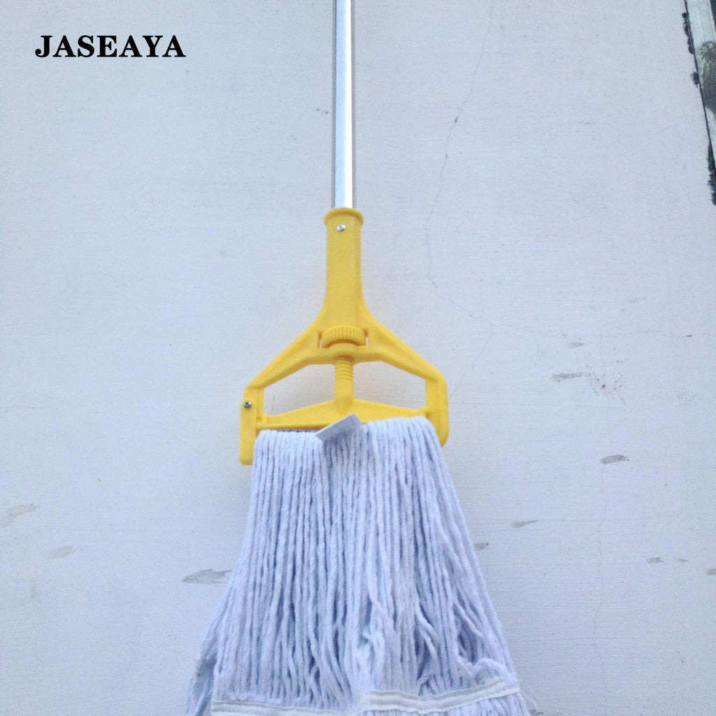 JASEAYA Commercial Heavy Duty Industrial Cotton Mop, long handle, looped end cord, suitable for floor cleaning in various locations