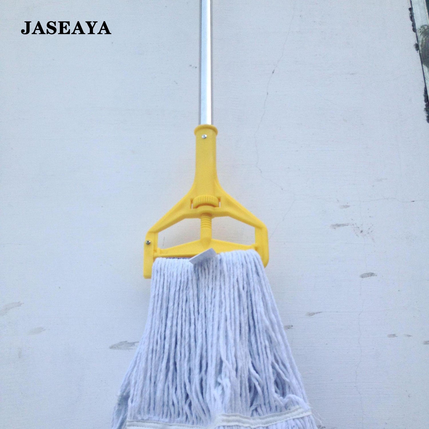 JASEAYA Commercial Heavy Duty Industrial Cotton Mop, long handle, looped end cord, suitable for floor cleaning in various locations