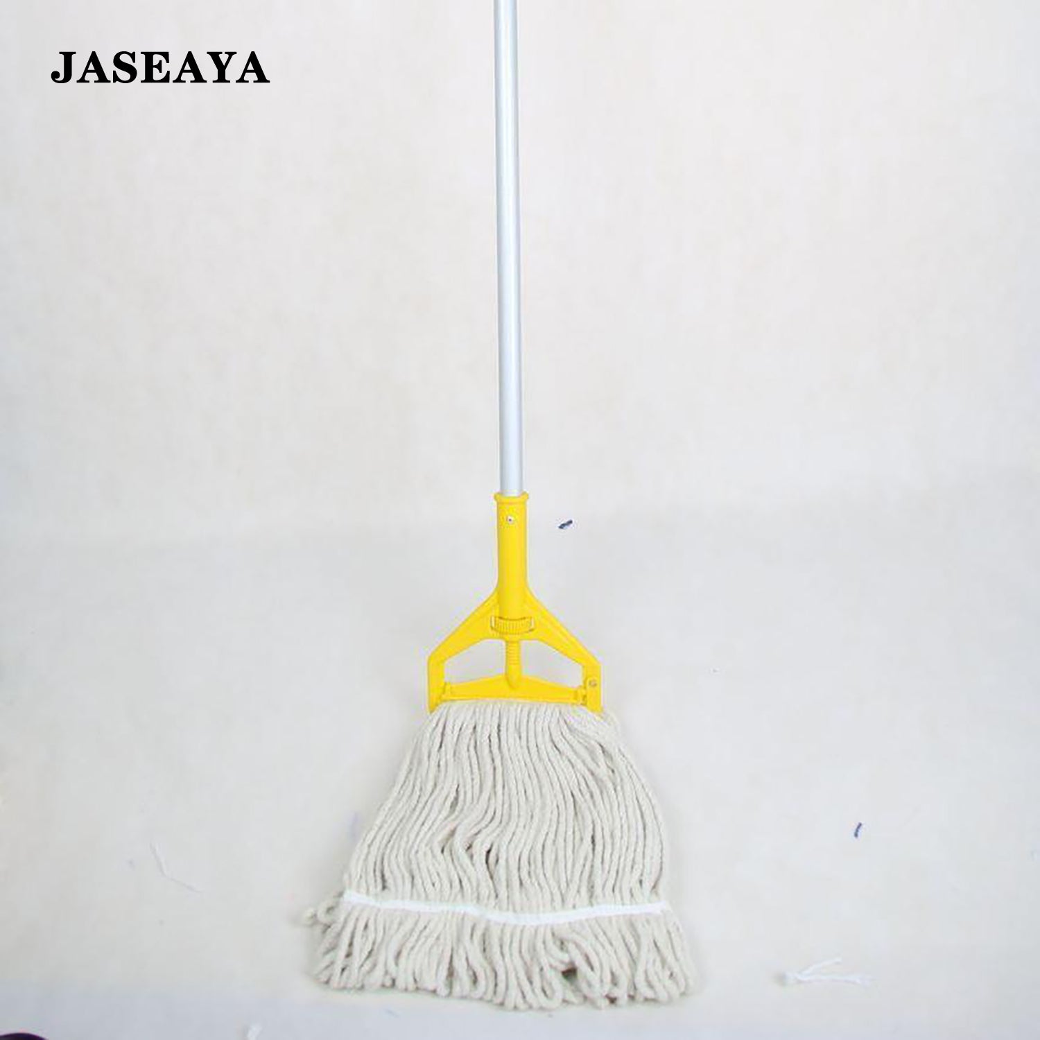 JASEAYA Commercial Heavy Duty Industrial Cotton Mop, long handle, looped end cord, suitable for floor cleaning in various locations
