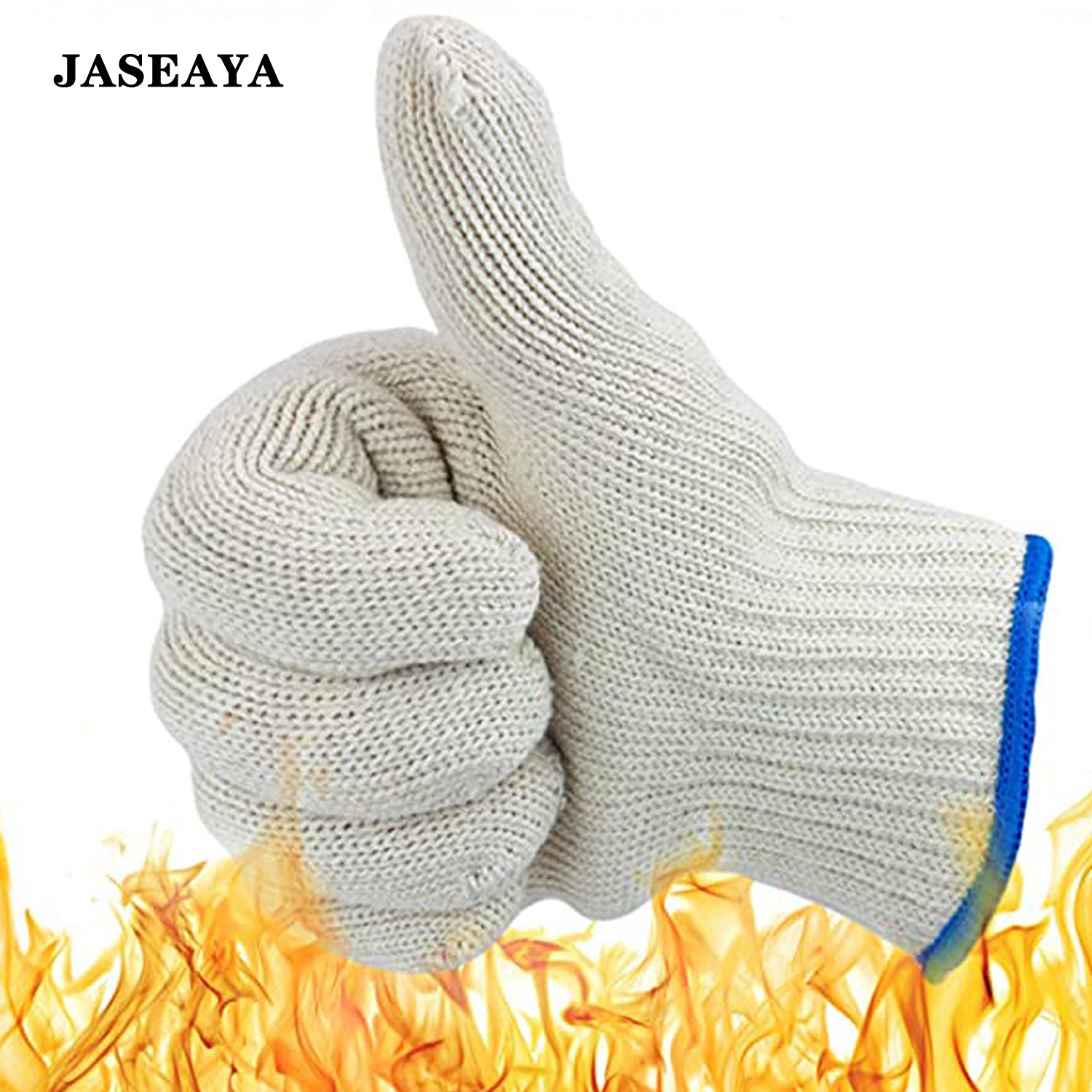 JASEAYA double-layer heat-resistant cotton gloves, 1 pair,   secure grip, suitable for kitchen cooking, grilling, and outdoor high-temperature open-flame food baking, providing short-term protection
